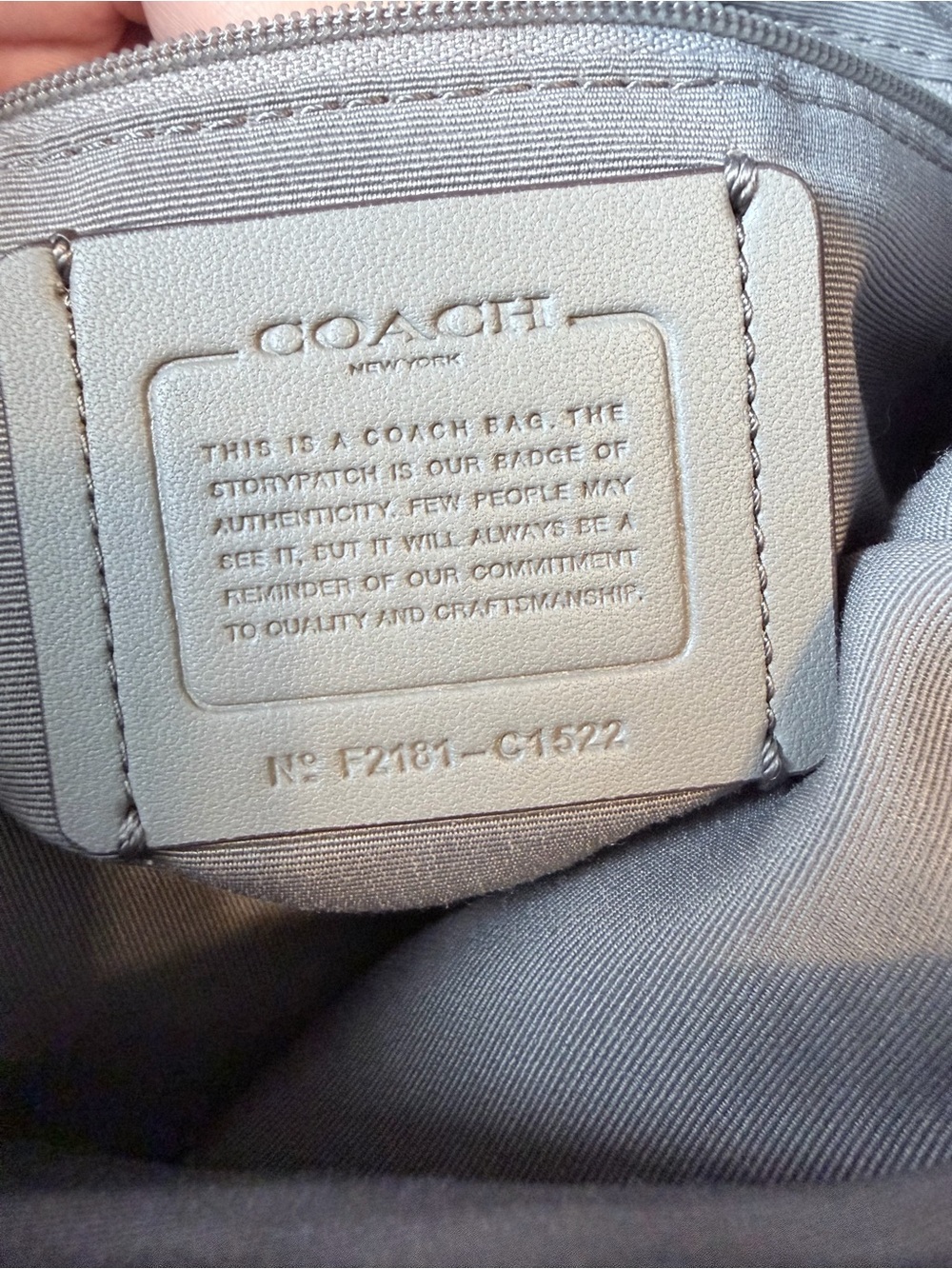 COACH Pennie Pebbled Leather & Suede Shoulder Bag Light Gray Style F2181-C1522 - Picture 10 of 12
